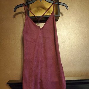 Windsor Faux Suede Short Dress Mauve Racerback NWT
